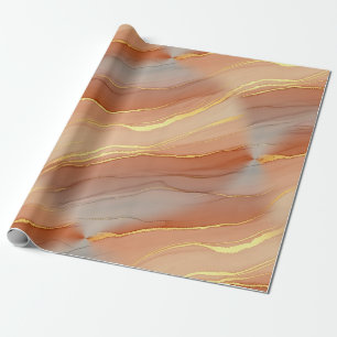 Papel De Regalo Mármol de Terracota Suave Dorado