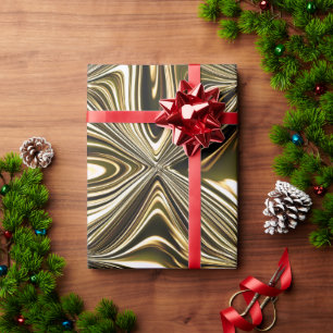 Papel De Regalo Mármol Dorado de Medianoche Patrón Geométrico