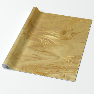 Papel De Regalo Mármol Dorado Fundido Glam Brillante