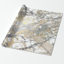 Papel De Regalo Mármol dorado gris plateado Marble brillante de ma