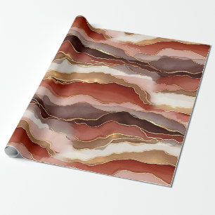 Papel De Regalo Mármol Dorado Marrón Oxidado Contemporáneo