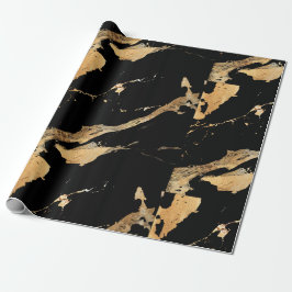 Papel De Regalo Mármol dorado negro patentado