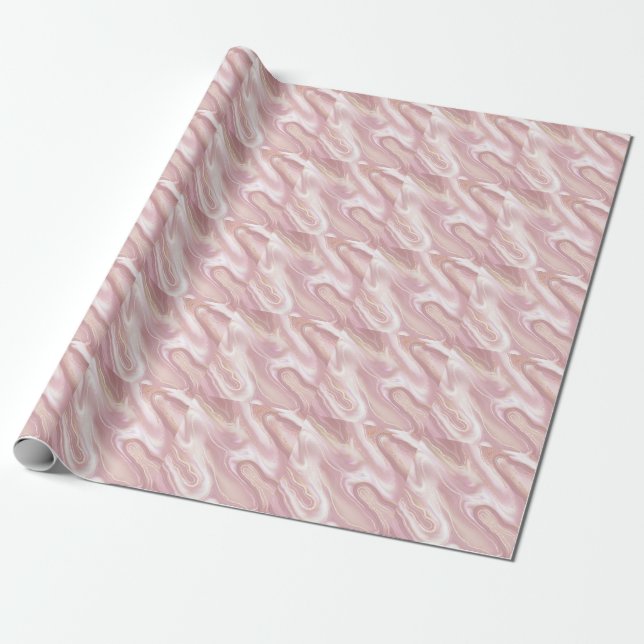 Papel De Regalo Mármol elegante: textura dorada rosa (Desenrollado)