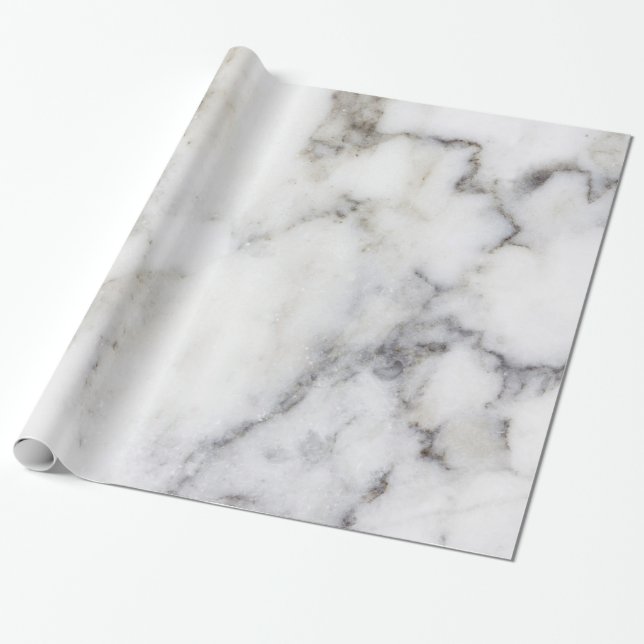 Papel De Regalo Mármol falso blanco y gris (Desenrollado)