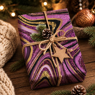 Papel De Regalo Mármol fluido rosa dorado con brillo chic