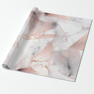 Papel De Regalo Mármol Geométrico Rosa Dorado de Moda