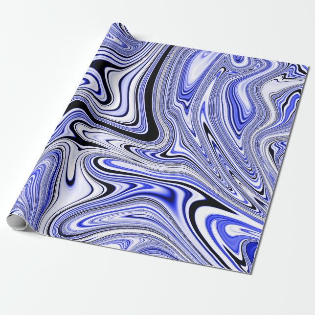 Papel De Regalo Mármol Giratorio Azul de Moda (Desenrollado)