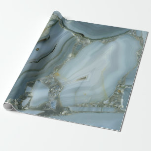 Papel De Regalo Mármol gris azul con vena de oro