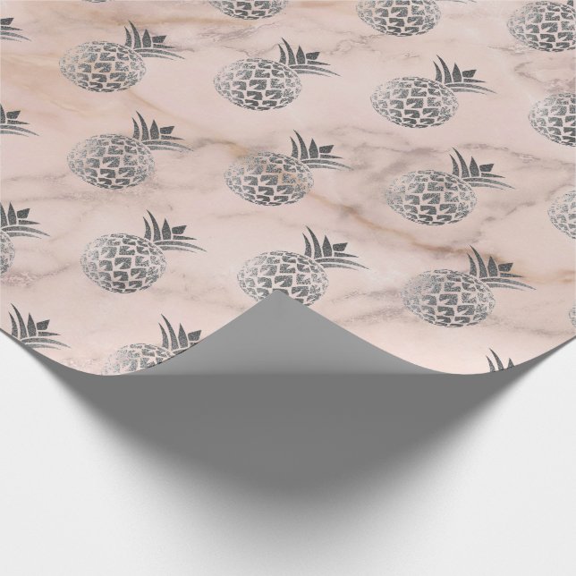 Papel De Regalo Marmol gris de piña de verano tropical (Esquina)
