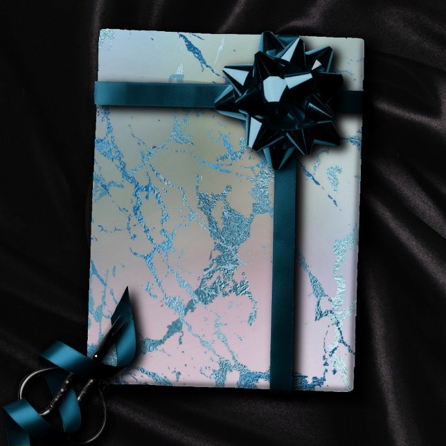 Papel De Regalo Mármol irlandés | Faux Holo Blue Pink (Subido por el creador)