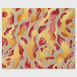 Papel De Regalo Mármol Líquido Abstracto de Oro Carmesí