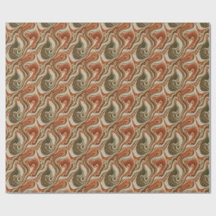 Papel De Regalo Mármol Naranja Verde Beige
