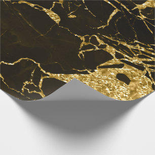 Papel De Regalo Mármol negro metálico abstracto de fundición dorad