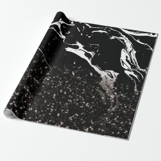 Papel De Regalo Mármol negro/Purpurina negro