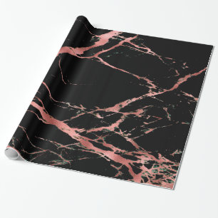 Papel De Regalo Mármol negro rosado de moda brillante