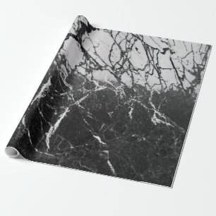 Papel De Regalo Mármol Negro y Blanco Moderno Glam Fiesta de Moda
