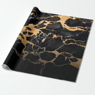 Papel De Regalo Mármol negro y dorado
