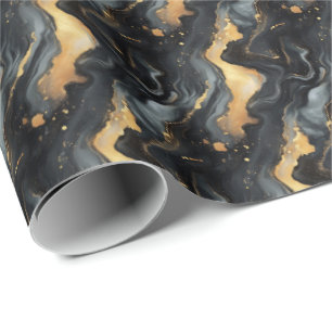 Papel De Regalo Mármol negro y dorado