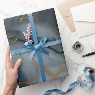 Papel De Regalo Mármol Onyx Ahumado con Vetas Doradas