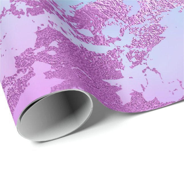 Papel De Regalo Mármol Púrpura Azul Celestial De Lujo (Esquina del rollo)