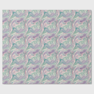 Papel De Regalo Mármol Púrpura Verde Abstracto Remolino Estética