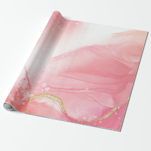 Papel De Regalo Mármol Rosa con Brillo Todo Uso 