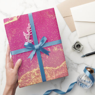 Papel De Regalo Mármol rosa y dorado elegante