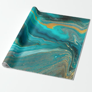 Papel De Regalo mármol verde elegante dorado