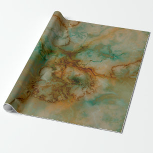 Papel De Regalo Mármol verde y dorado