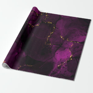 Papel De Regalo Mármol violeta y dorado