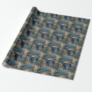 Papel De Regalo Mármoles de oro azul: fondo abstracto.
