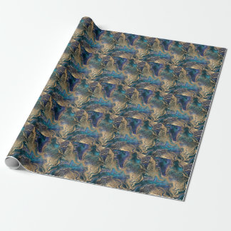 Papel De Regalo Mármoles de oro azul: fondo abstracto.