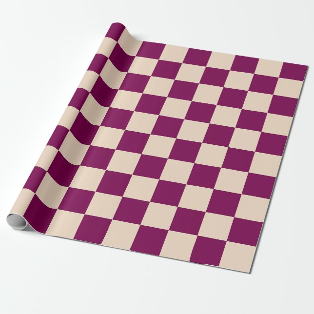 Papel De Regalo Maroon and beige checkerboard pattern (Desenrollado)