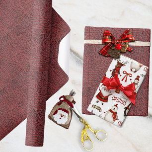 Papel De Regalo Maroon Faux Textured Leather