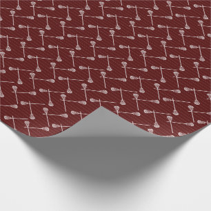 Papel De Regalo Maroon Lacrosse White Sticks Patterado