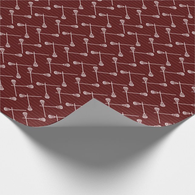 Papel De Regalo Maroon Lacrosse White Sticks Patterado (Esquina)