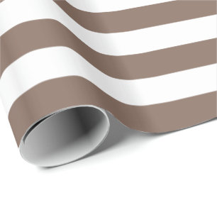 Papel De Regalo Marrón beige y raya blanca