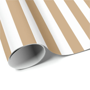 Papel De Regalo Marrón Camello y Raya Blanca
