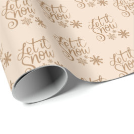 Papel De Regalo Marrón caqui| Dejar que nieve Navidades envolver p
