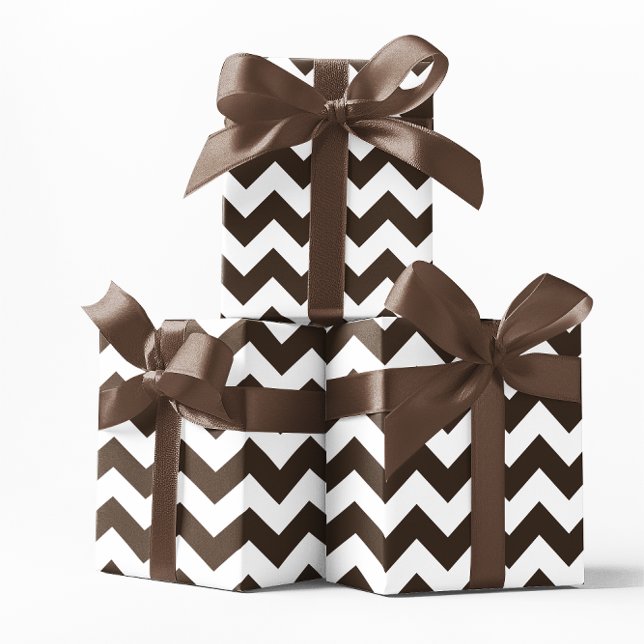 Papel De Regalo Marrón chocolate y Chevron blanco (Chocolate Brown and White Chevron Wrapping Paper)
