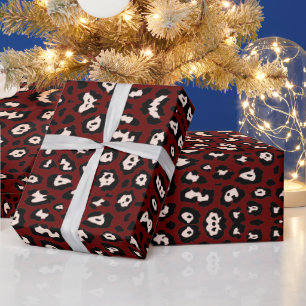 Papel De Regalo Marrón de burdeos rosado con estampado de leopardo