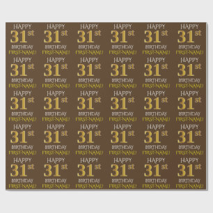Papel De Regalo Marrón, falso oro "FELIZ 31 cumpleaños"