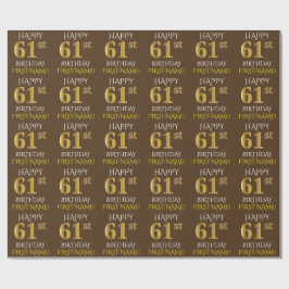 Papel De Regalo Marrón, falso oro "FELIZ 61 cumpleaños"