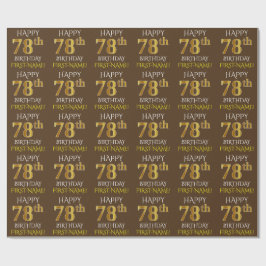 Papel De Regalo Marrón, Falso Oro "FELIZ CUMPLEAÑOS 78"