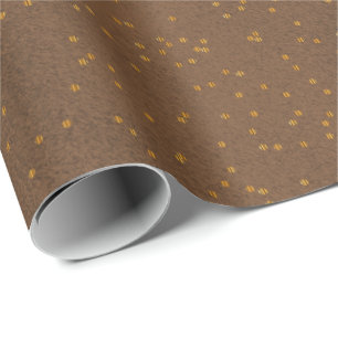 Papel De Regalo Marrón fangoso con puntos de confetti dorado