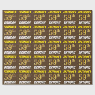Papel De Regalo Marrón, Faux/Imitation Gold, "59th BIRTHDAY"