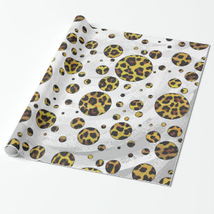 Papel De Regalo Marrón Leopardo y Lunares Amarillos