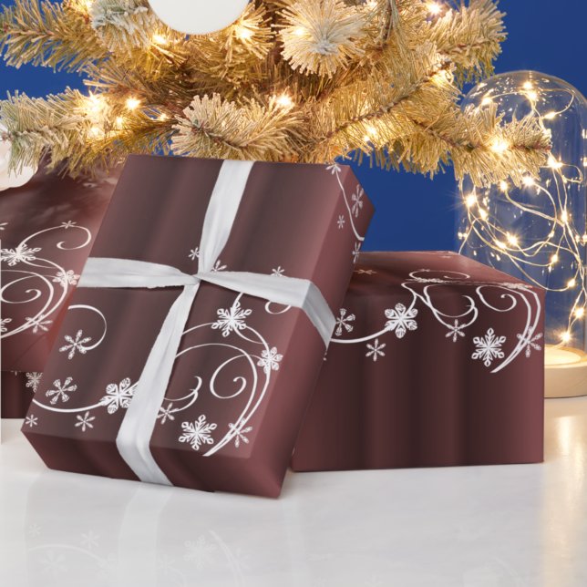 Papel De Regalo Marrón metálico, Navidades de Swirls Blancos (Subido por el creador)