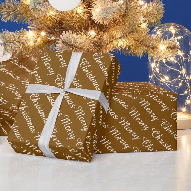 Papel De Regalo Marrón navideño moderno personalizado (Vacaciones)