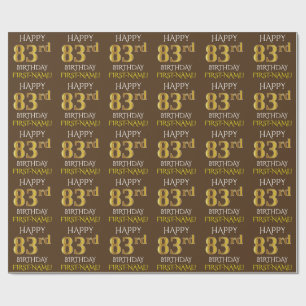 Papel De Regalo Marrón, oro falso "FELIZ 83 cumpleaños"